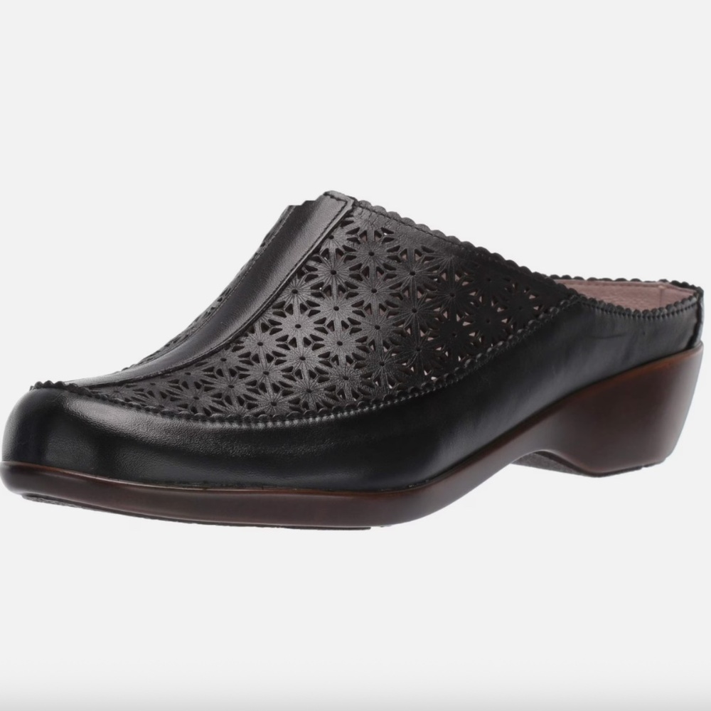 Easy Spirit Womens Dusk Black Leather Slip On Slides Mules Shoes 9.5